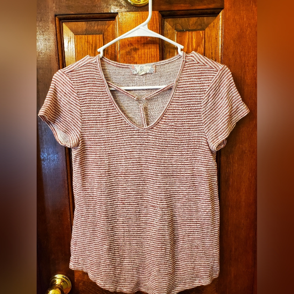 Pink Rose Red Striped Shirt Size Small